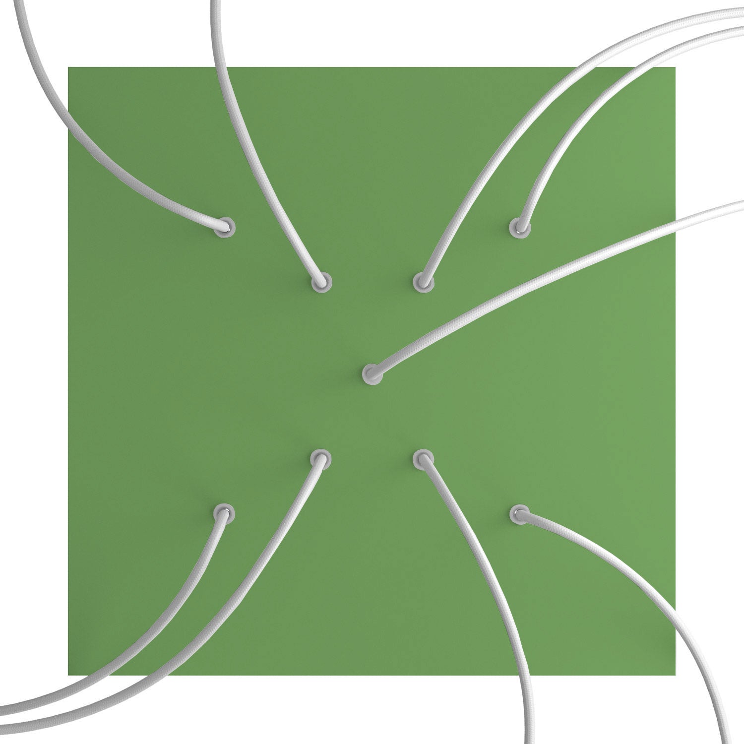 Rosone XXL Rose - One quadrato, 400 mm con 9 fori a X e 4 fori laterali - Verde prato - Creative Cables