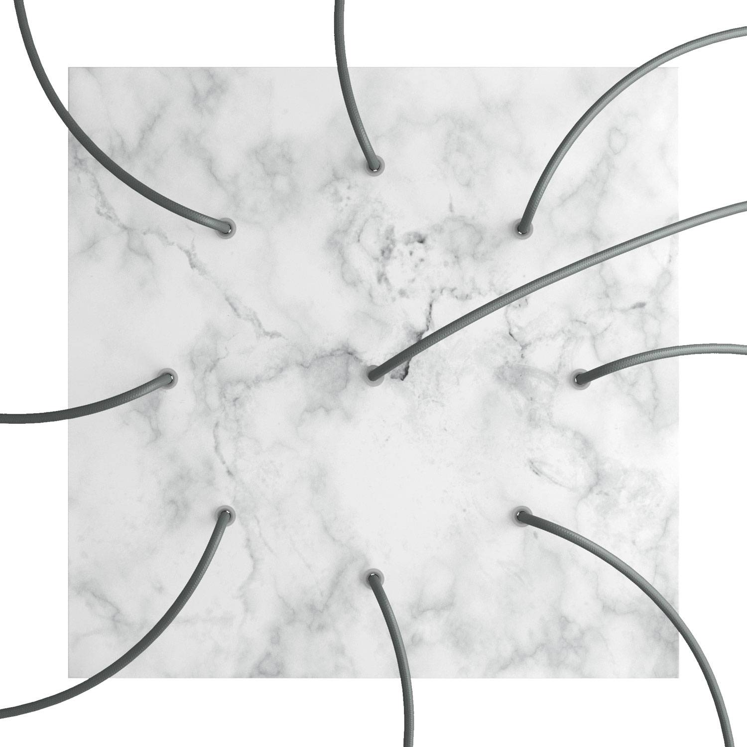 Rosone XXL Rose-One quadrato, 400 mm con 9 fori e 4 fori laterali - Marmo Carrara Bianco