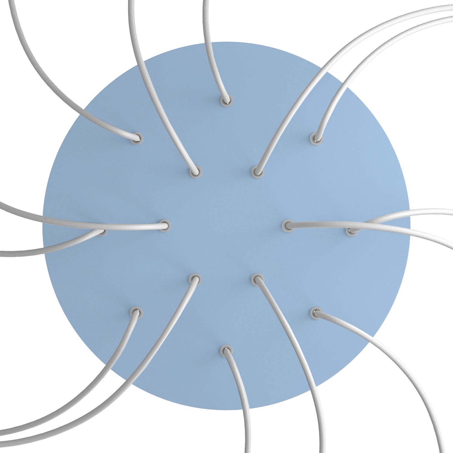 Rosone XXL Rose - One rotondo, diametro 400 mm con 14 fori e 4 fori laterali - Blu carta da zucchero - Creative Cables