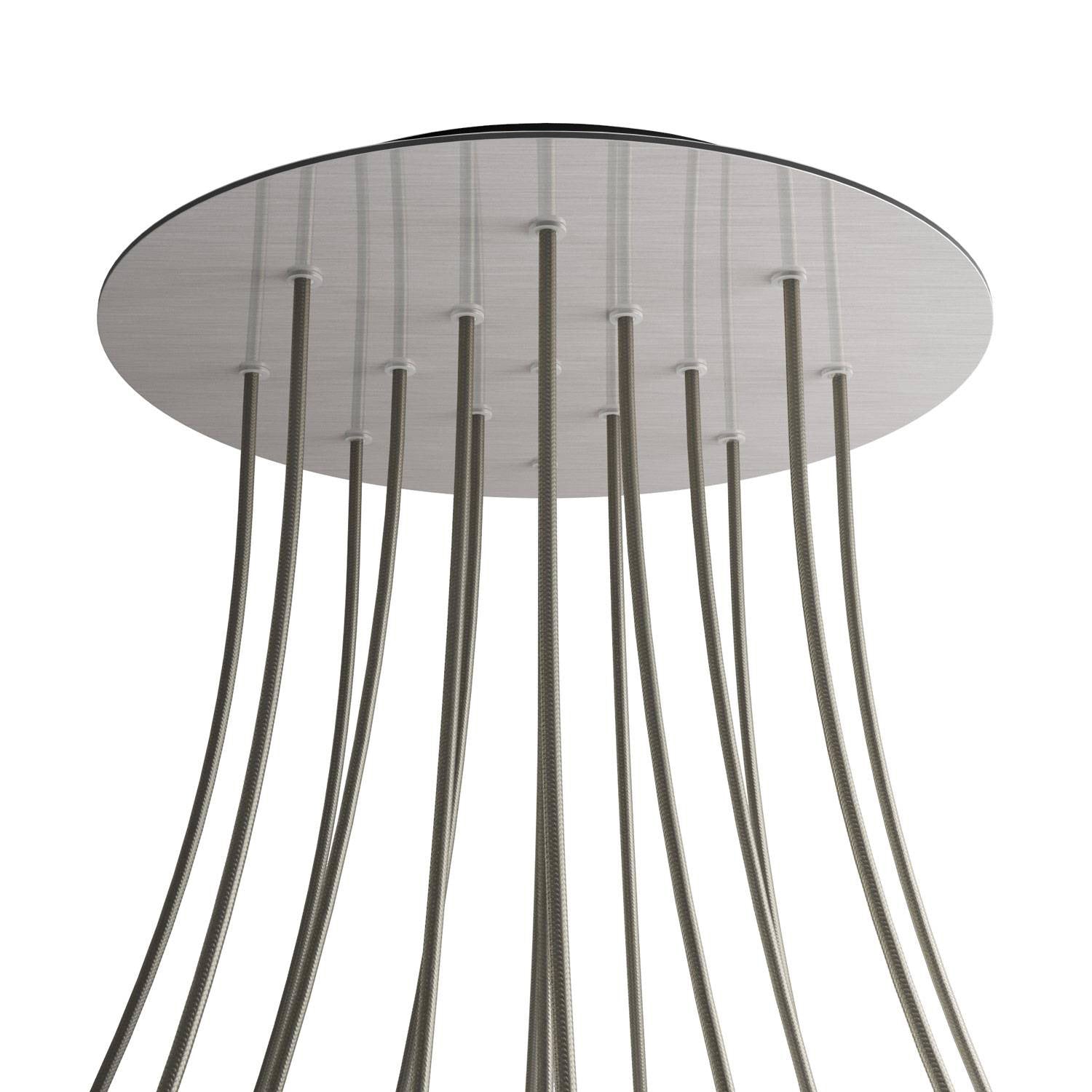 Rosone XXL Rose-One rotondo, diametro 400 mm con 15 fori e 4 fori laterali - Dibond Acciaio satinato Nero