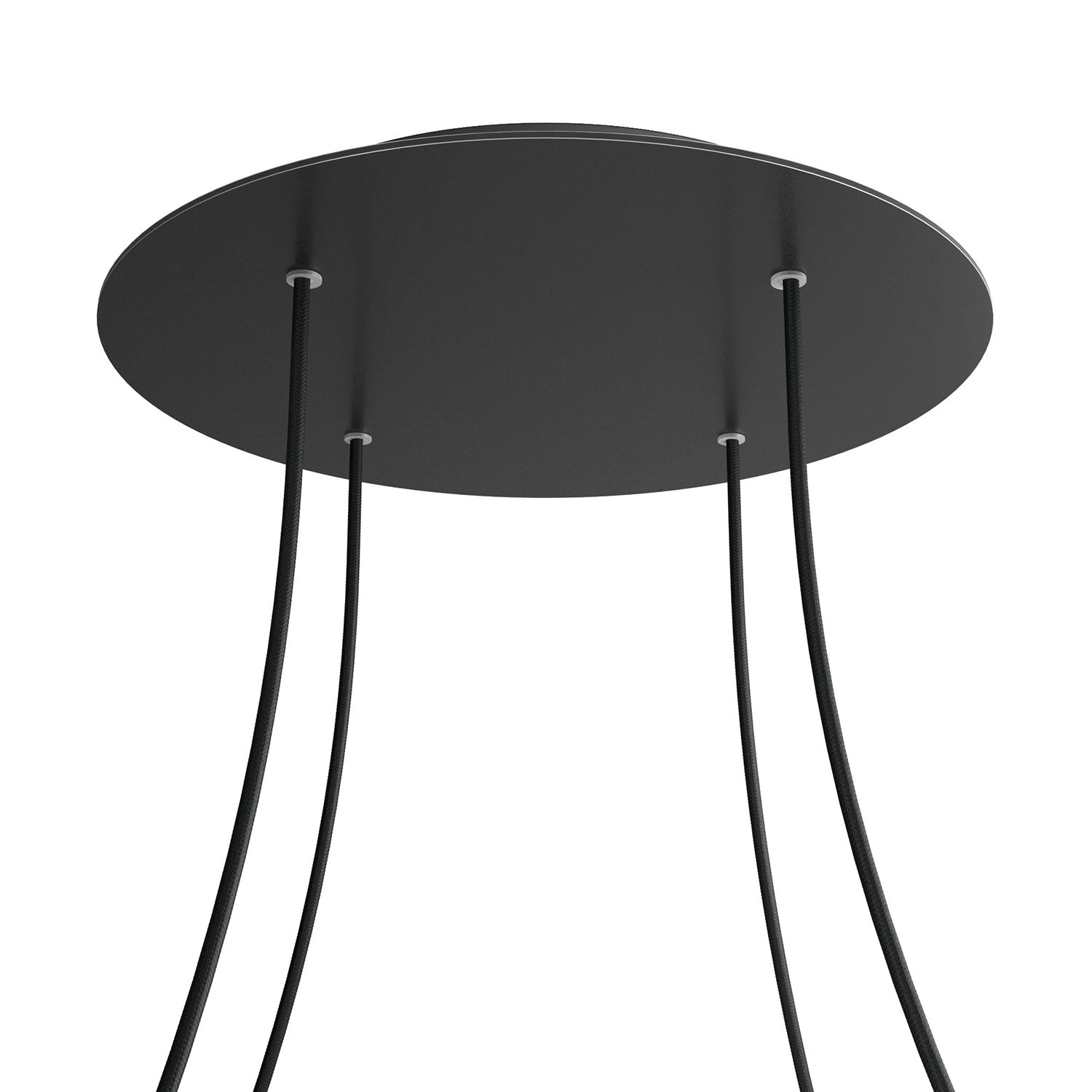 Rosone XXL Rose-One rotondo, diametro 400 mm con 4 fori e 4 fori laterali - Nero opaco Nero