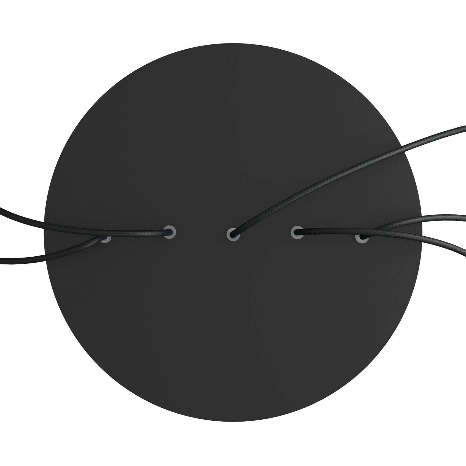 Rosone XXL Rose - One rotondo, diametro 400 mm con 5 fori in linea e 4 fori laterali - Nero opaco - Creative Cables