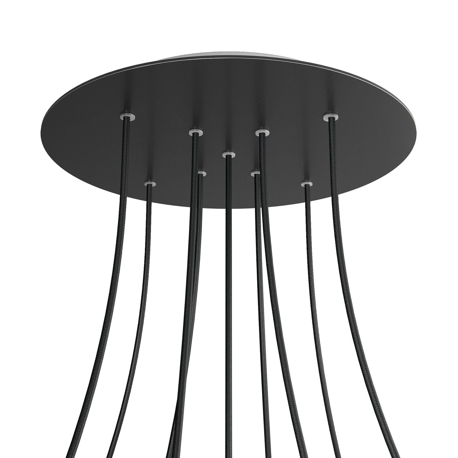 Rosone XXL Rose-One rotondo, diametro 400 mm con 9 fori a X e 4 fori laterali - Nero opaco Bianco