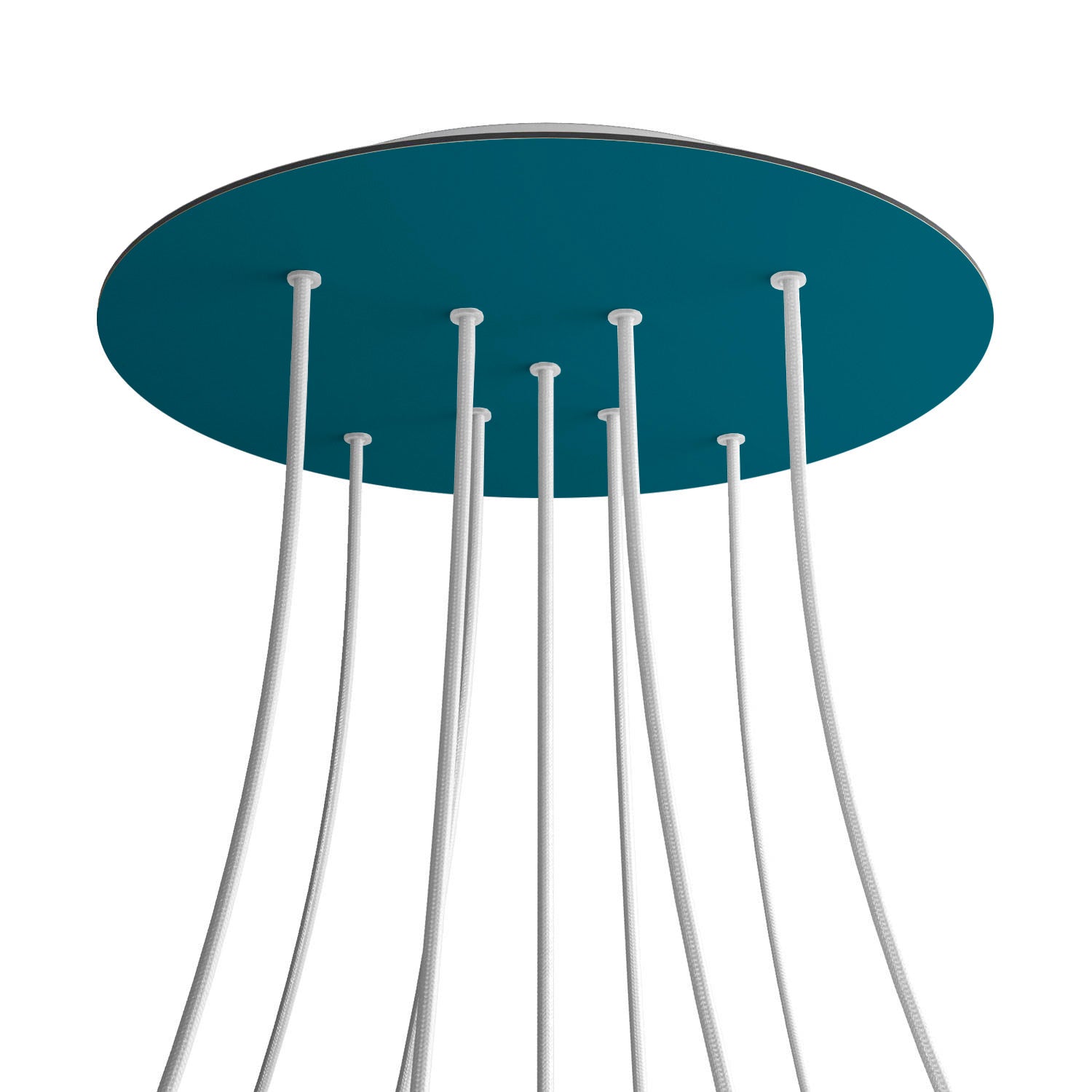 Rosone XXL Rose - One rotondo, diametro 400 mm con 9 fori a X e 4 fori laterali - Petrolio - Creative Cables