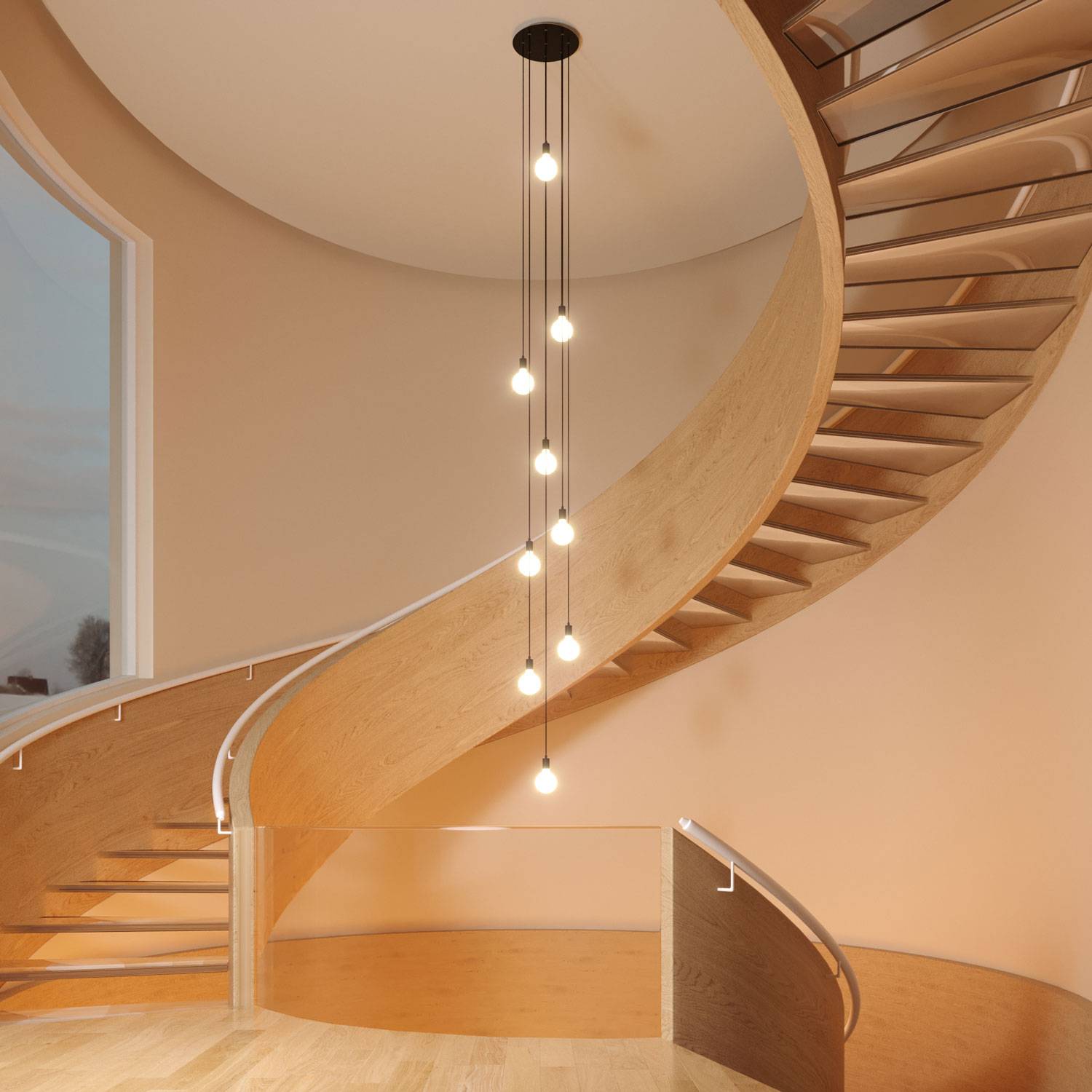 Rosone XXL Rose-One rotondo, diametro 400 mm con 9 fori e 4 fori laterali - Nero opaco Bianco