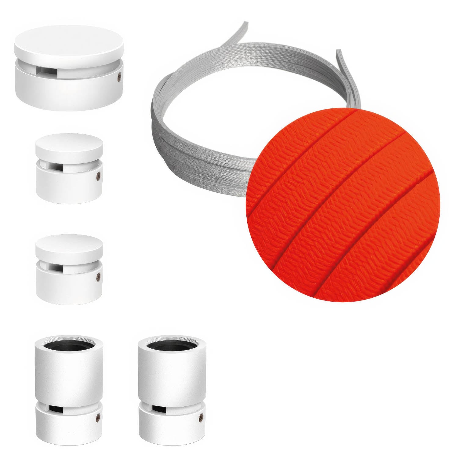 Sistema Filé Wiggle Kit - con cavo CF15 di 3 m per catenaria e 5 componenti in legno verniciato bianco per interni