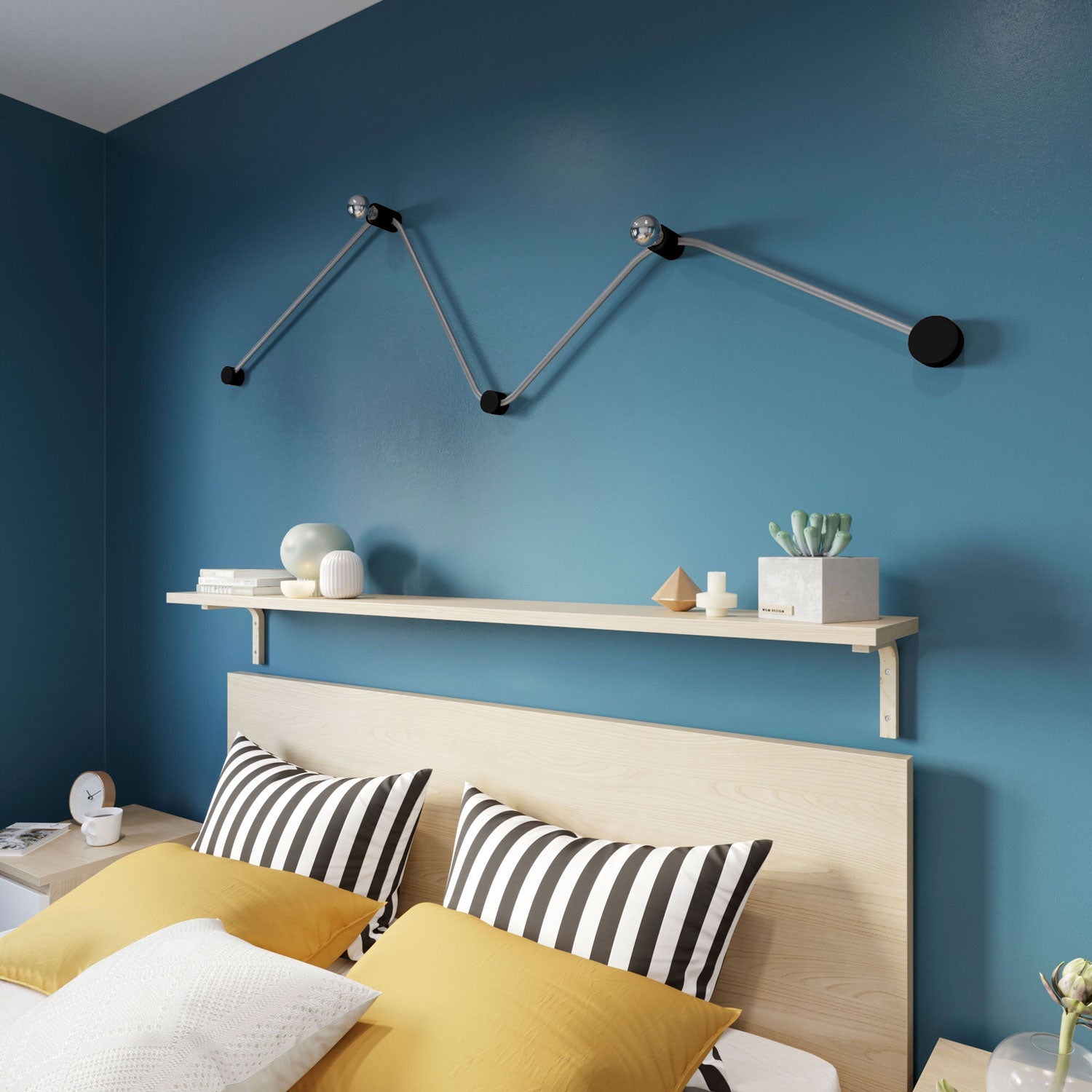 Sistema Filé Wiggle Kit - con cavo CM02 di 3 m per catenaria e 5 componenti in legno verniciato nero per interni