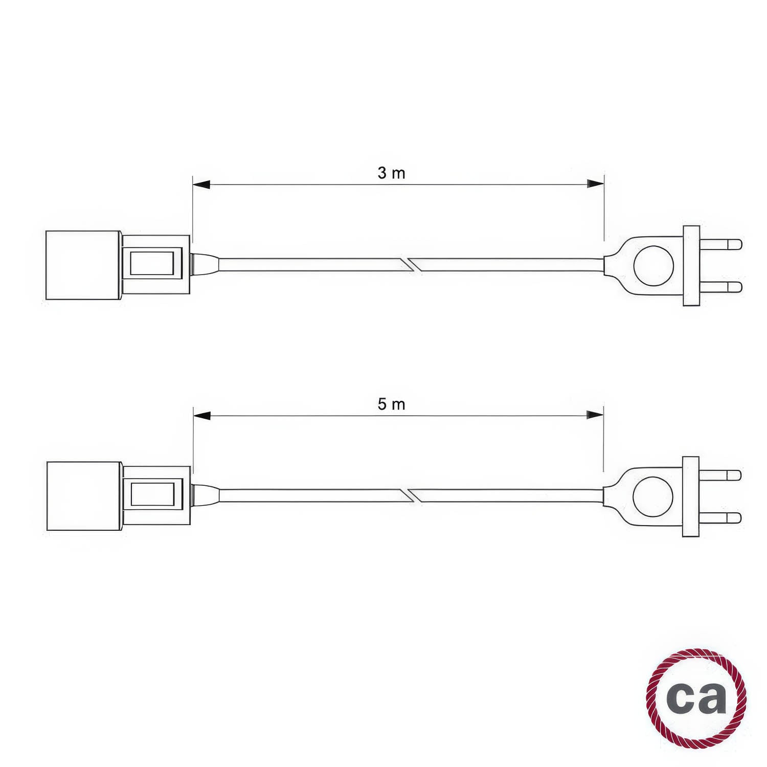Snake - Lampada plug-in con cavo in tessuto colorato RM16