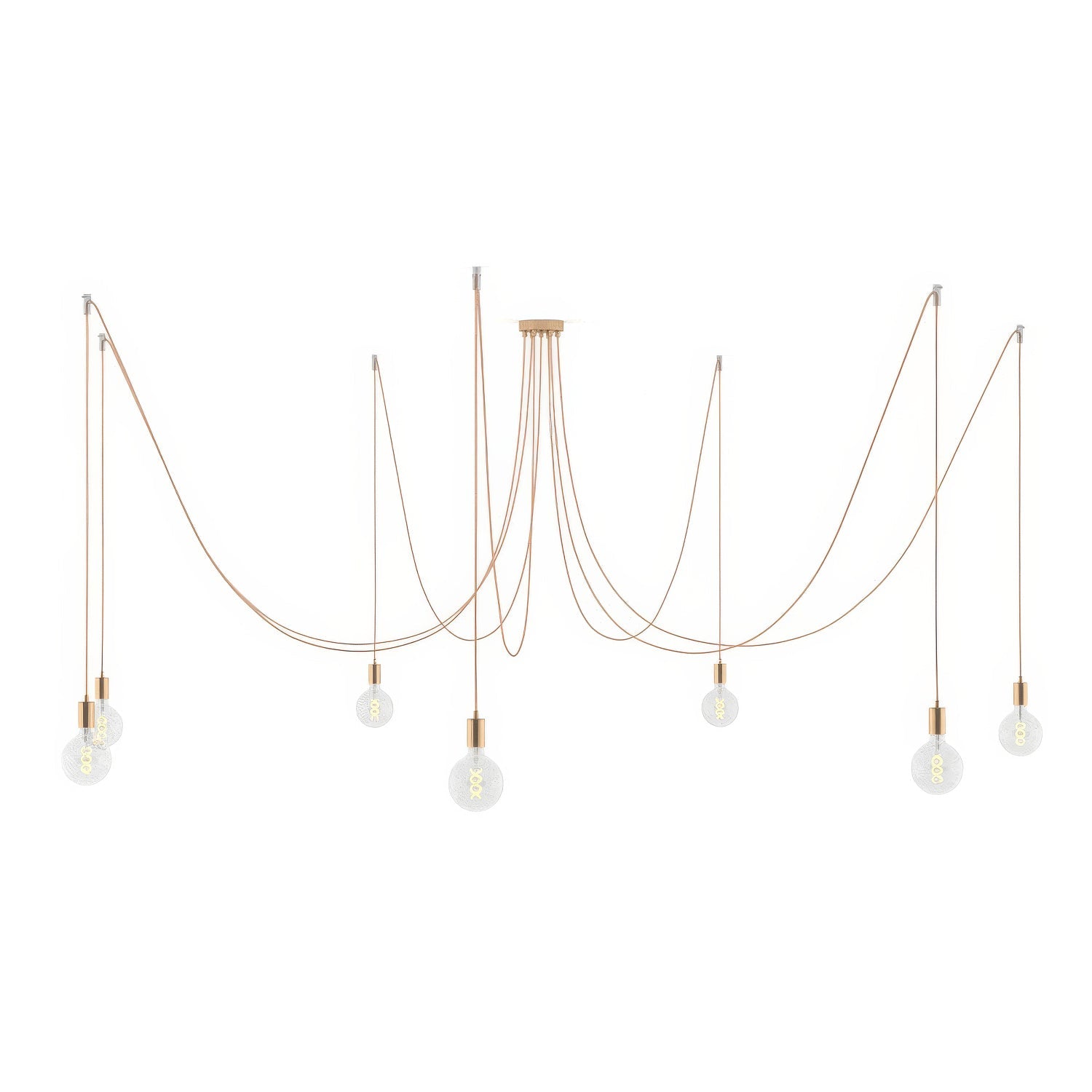 Spider - Lampada a sospensione multipla a 7 cadute con finiture in metallo - Rame